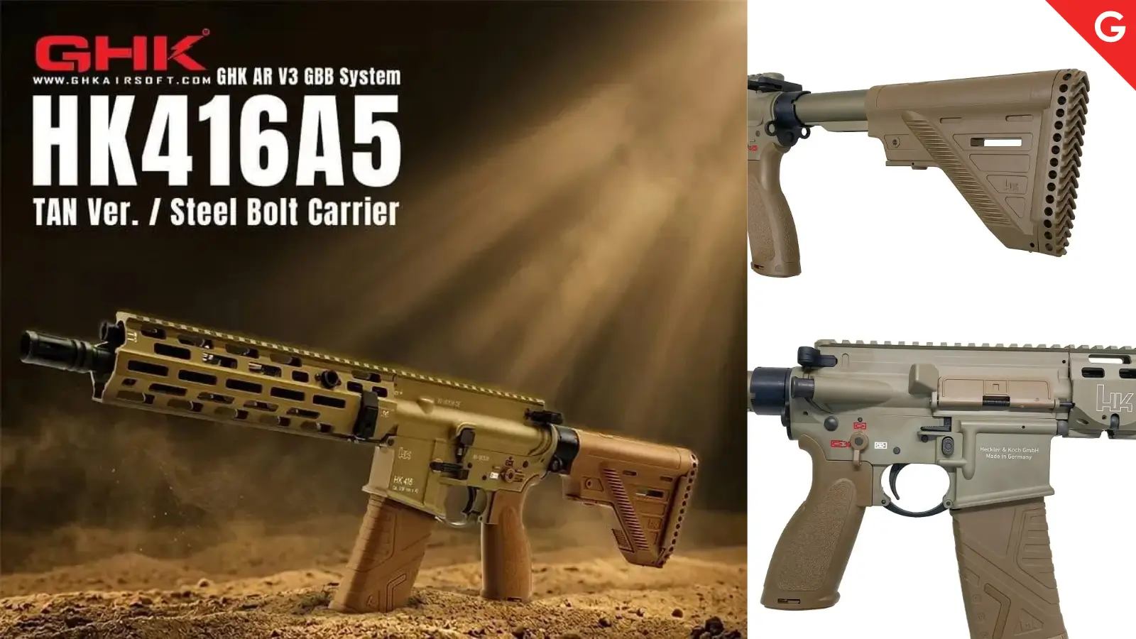 [GHK] UMAREX HK416A5 V3 TAN 正規ライセンス GBBR DXver