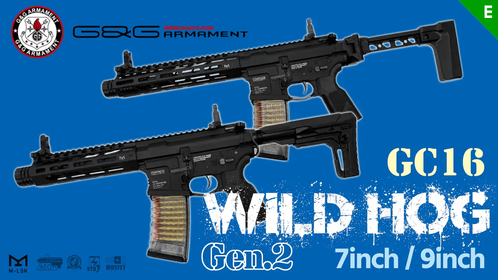 [G&G] GC16 WILD HOG 電動ガン Gen2 7インチ・9インチ