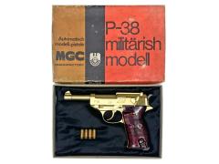 [MGC] ワルサーP38 金属モデルガン 再塗装 グリップ塗装 動作不可 ジャンク (ジャンク)