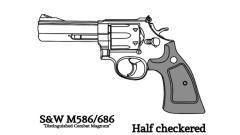 [マルシン] S&W M586/M686 新型パッキンXカートリッジ 6mmBB ガスリボルバー HOGUEタイプ チェッカー木製グリップ 5カラー (新品予約受付中!)