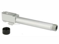 [DETONATOR] マルイG17/G18C LONE WOLFタイプサイレンサー対応アルミアウターバレル シルバー　正ネジ (中古)