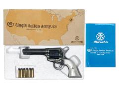 [マルシン] コルト SAA 1st Gen.シビリアン ガスガン パールプラグリップ仕様 マットブラックABS 塗装&ブルーイングカスタム (中古)