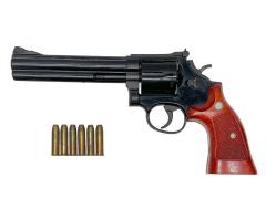[マルシン] S&W M586 .357マグナム 6インチ プラスチックグリップ マットブラックABS モデルガン グリップ塗装/墨入れカスタム (中古)