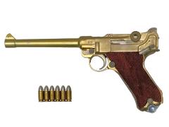 [マルシン] ルガー P08 6インチ Marine 木製グリップ 金属モデルガン 再塗装 (中古)