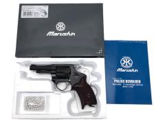 [マルシン] ポリスリボルバー 3インチ 77ミリ銃身 ブラックHW プラグリップ仕様 Xカートリッジ 6mmBB (中古)