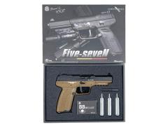 [マルシン] FN 5-7 CO2ブローバック 6mm FDE 真鍮ピストン仕様 刻印墨入れ マグキャッチ左利き スライド戻り難 (訳あり)