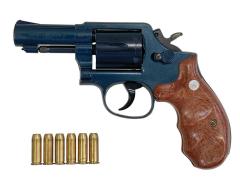 [コクサイ] S&W M10 3インチ FBIモデル 発火モデルガン シリンダーストップ難あり ブルーイング風塗装/グリップカスタム (訳あり)