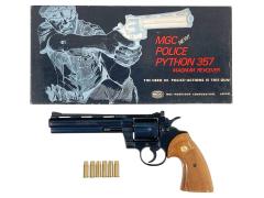 [MGC] コルトパイソン 357マグナム 6インチ HW ブルーイングカスタム 木製グリップ モデルガン (中古)