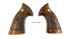 [S&W] 実物 Kフレーム スクエアバットダイヤチェッカーグリップ ウォルナット材製 50年代後半～68年モデル M19等 (中古)