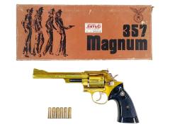 [コクサイ] S&W M19 6インチ 金属モデルガン 再塗装 シングルアクションシリンダー回らず (中古)