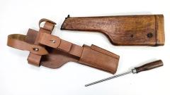 [海外製レプリカ] モーゼルC69・M712用木製ストックホルスター WW2ドイツ国防軍仕様革製ハーネス・ドライバー付 (中古)