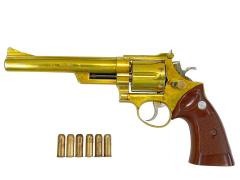 [コクサイ] S&W M29 .44マグナム 8インチ 金属モデルガン 再塗装 木目調プラグリップ シングルアクション不調 動作可 (訳あり)