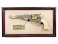 [マルシン/フランクリンミント] コルト M1861 Navy カスター将軍のリボルバー 樹脂製 装飾銃 額付き (中古)