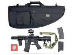 [APS] M4パトリオット 電動ガン ストックカスタム ダットサイト搭載 バッテリーケース部破損 ガンケース付属 (訳あり)