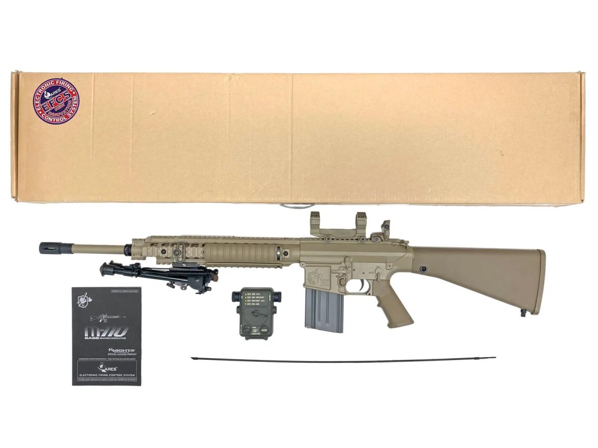[ARES] M110 SASS EFCS スナイパーライフル タンカラー SR-003E 電動ガン MBUSタイプサイト搭載 バイポッドカスタム (中古)