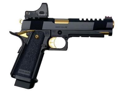 [東京マルイ] ハイキャパ5.1 ゴールドマッチ/GOLD MATCH ガスブローバック マウント/リコイルスプリングガイド/マイクロプロサイトカスタム (中古)サブ画像へ1