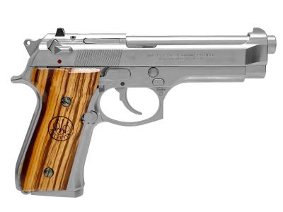 [マルシン] M92FS ステンレス 実物刻印 シルバーABS 樹脂モデルガン 木製グリップカスタム デトネーター欠品 ダミーカート付属 (中古)サブ画像へ1
