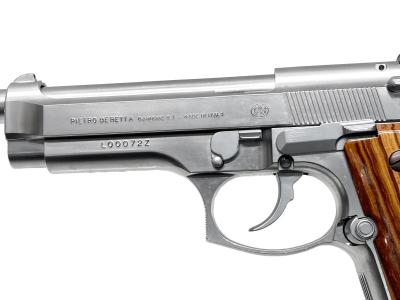 [マルシン] M92FS ステンレス 実物刻印 シルバーABS 樹脂モデルガン 木製グリップカスタム デトネーター欠品 ダミーカート付属 (中古)サブ画像へ2