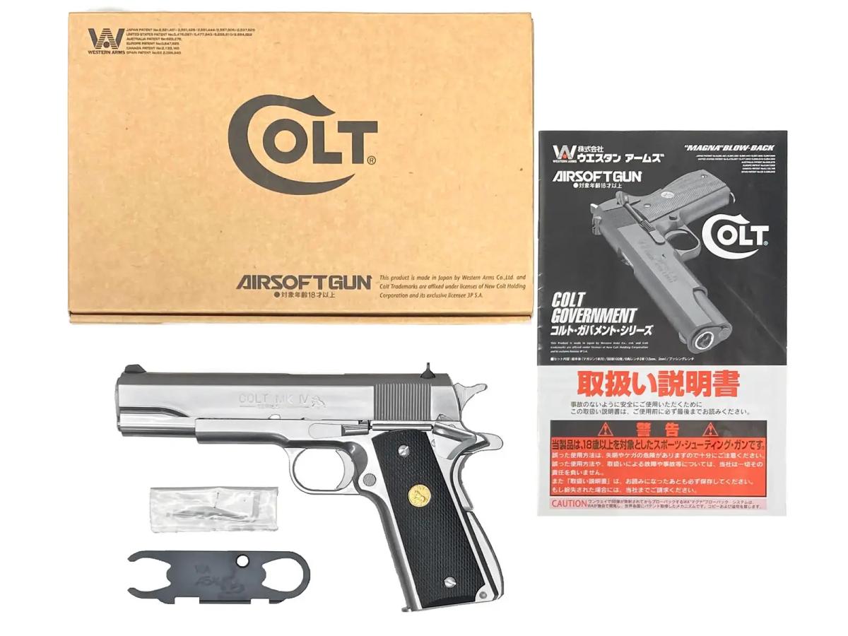 [WA] コルト ガバメント MKIV シリーズ80 シルバーABS ガスブローバック Rタイプ マガジンガス漏れ (訳あり)