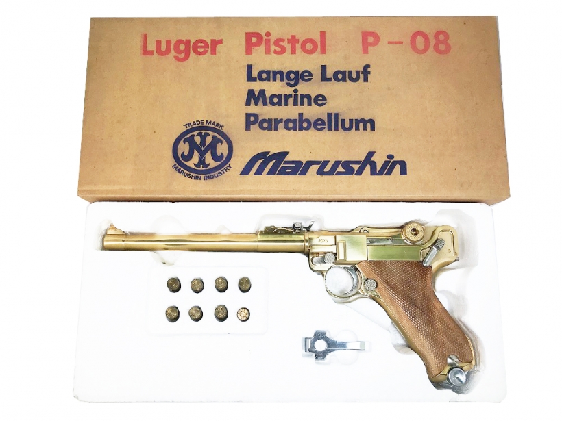 [マルシン] ルガーP08 8インチ Lange Lauf 木製グリップ 金属モデルガン グリップ色明るめ (中古)