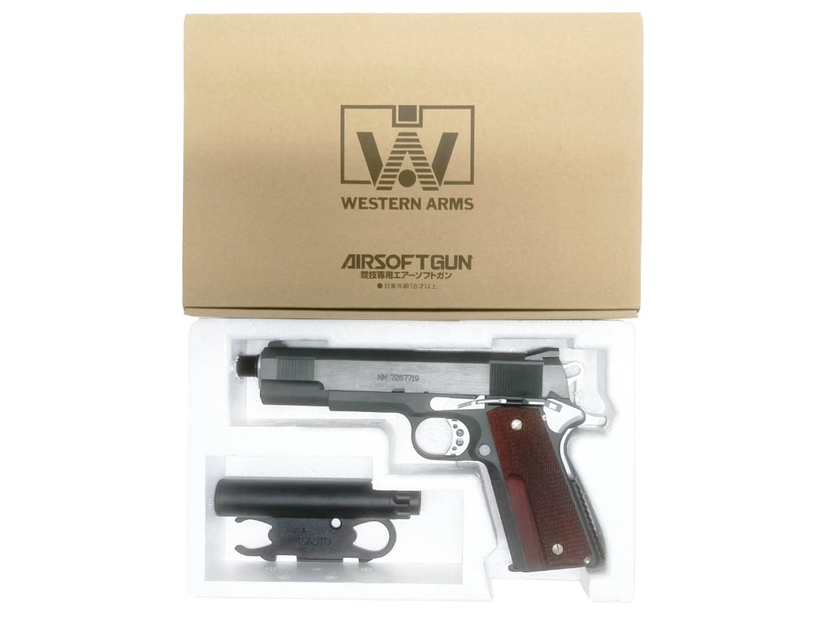 [WA] コルト ガバメントスネークマッチ デルタver.／ウッドグリップ  ガスブローバック サプレッサ付き (中古)