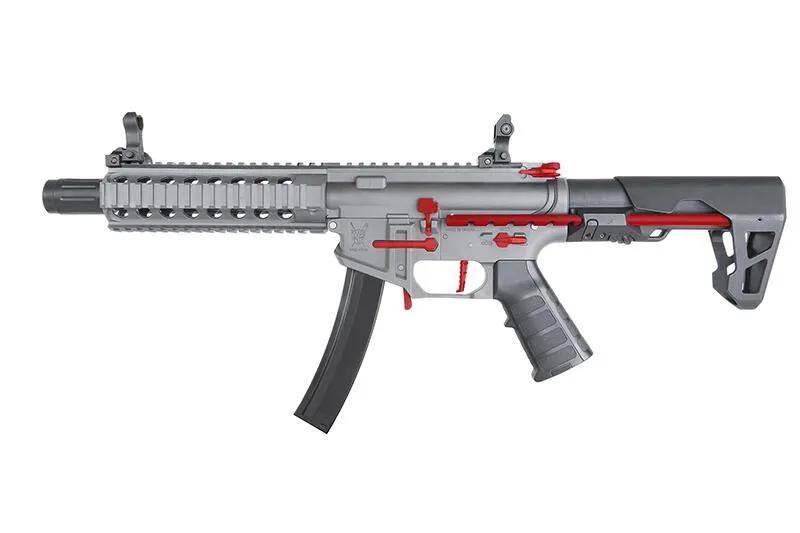 [KingArms] PDW 9mm SBR ショートバレルライフル 電動ガン グレー/レッド KA-AG-231-GR (新品予約受付中! 特典あり)