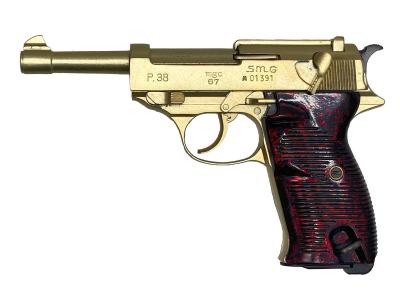 [MGC] ワルサーP38 金属モデルガン 再塗装 グリップ塗装 動作不可 ジャンク (ジャンク)サブ画像へ1