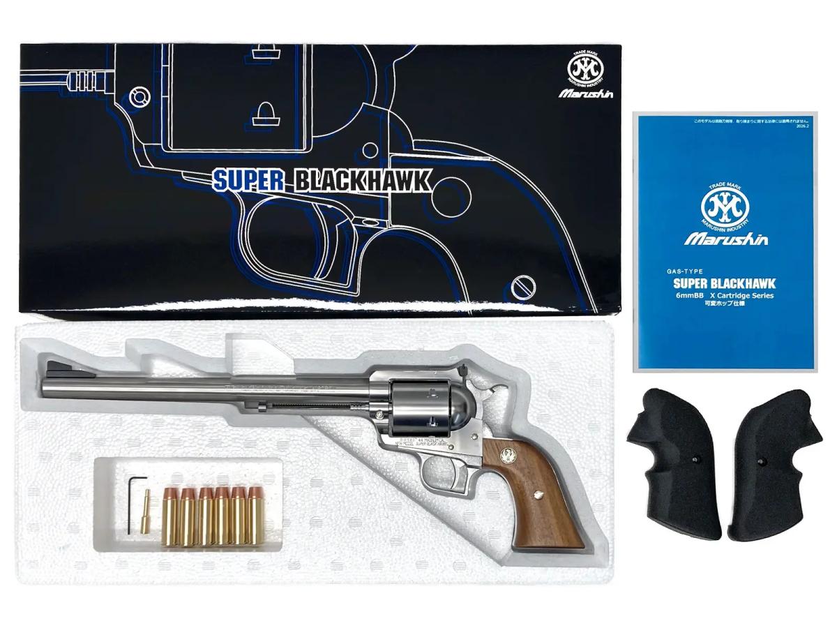 [マルシン] スーパーブラックホーク 10.5インチ Xカートリッジ 木製グリップ シルバーABS (新品)