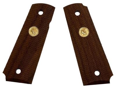 [HERRETT'S ヘレッツ] ガバメント用 フルチェッカー メダリオン付 実物木製グリップ (中古)サブ画像へ1