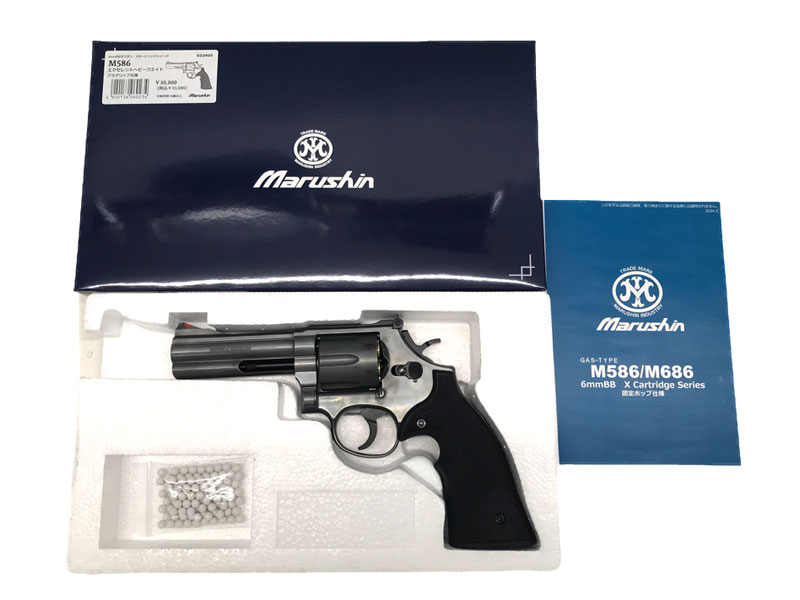 [マルシン] S&W M586 Xカートリッジ 6mmBB ガスリボルバー ハーフチェッカー デイビスタイププラグリップ エクセレントHW (新品)