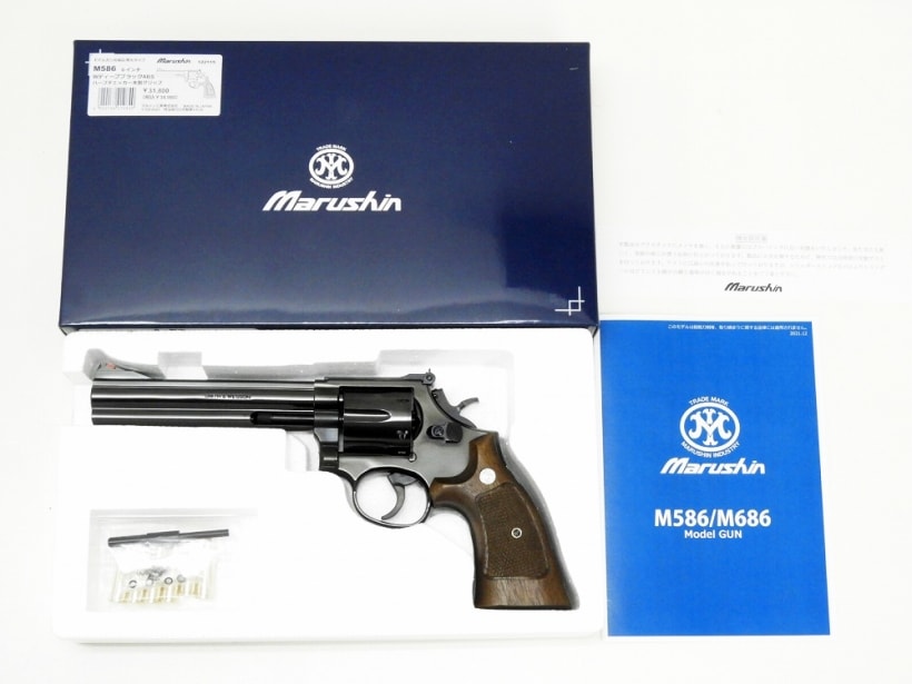 [マルシン] S&W M586 .357マグナム 6インチ 木製グリップ WディープブラックABS (新品)