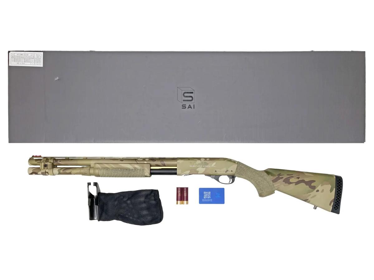 [APS] CAM MkII M870 SAI デラックスマッチカスタム マルチカム ライブシェル式 ガス ショットガン ガス漏れ大 発射可 (訳あり)