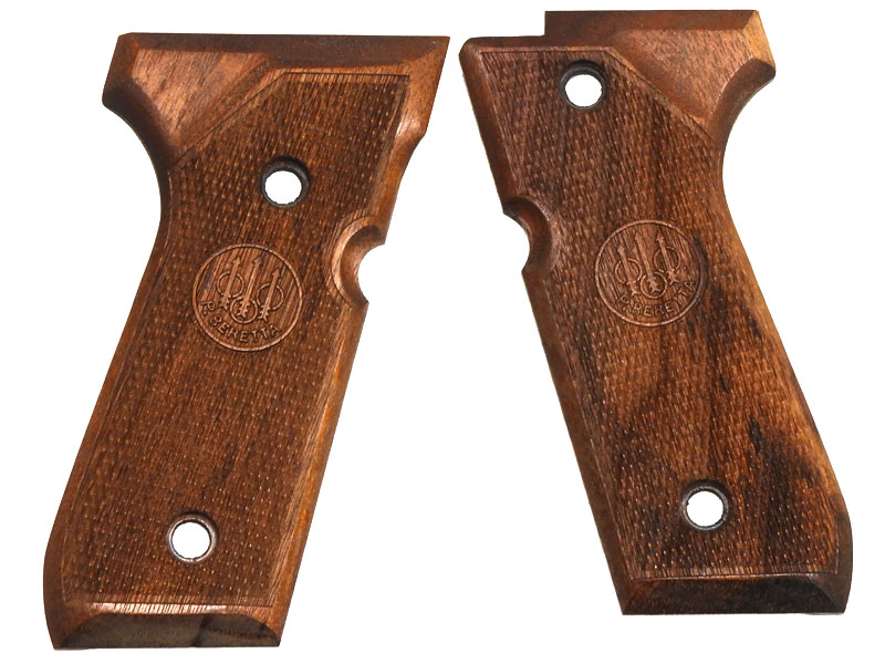 [CAW] マルイ M9/M92F ウォルナットウッドグリップ チェッカー in beretta ロゴ グリップウェイト付属 (中古)