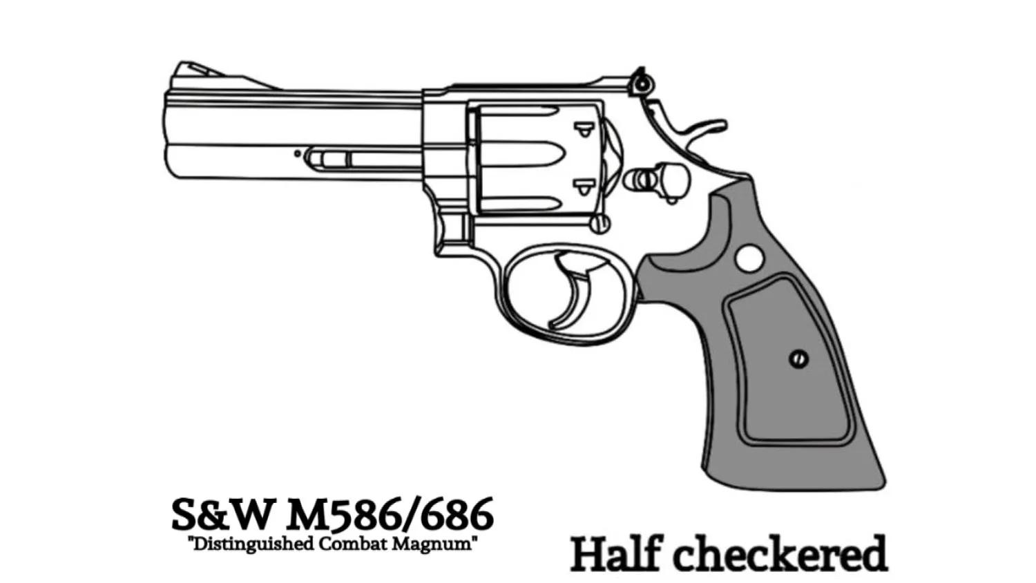 [マルシン] S&W M586/M686 新型パッキンXカートリッジ 6mmBB ガスリボルバー HOGUEタイプ チェッカー木製グリップ 5カラー (新品予約受付中!)