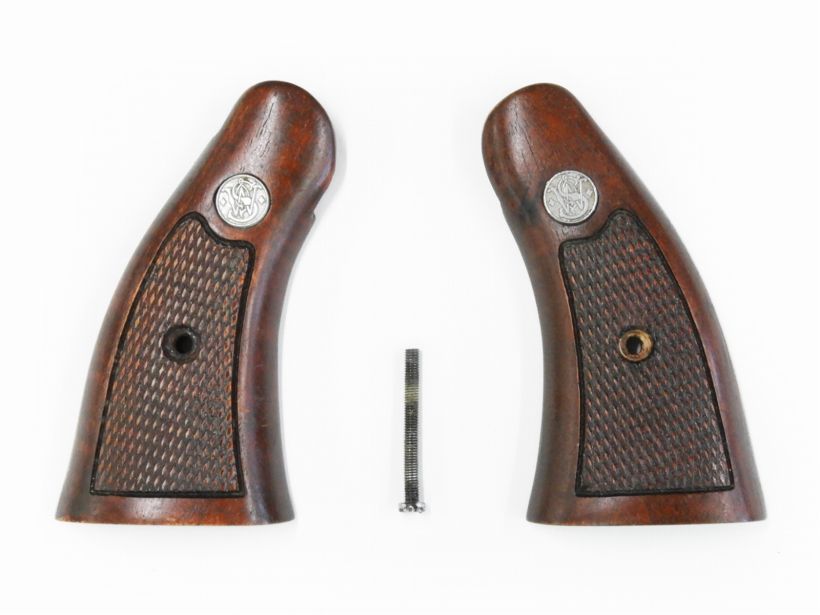 [メーカー不明]  S&W Kフレーム用 木製グリップパネル 着色・加工あり (中古)