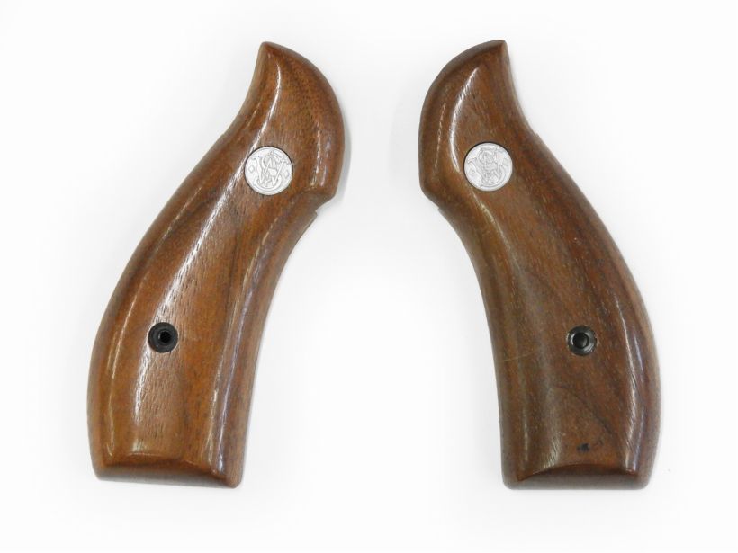 [メーカー不明]  S&W Kフレーム用 木製グリップパネル サービスサイズ シンプルブラウン (中古)