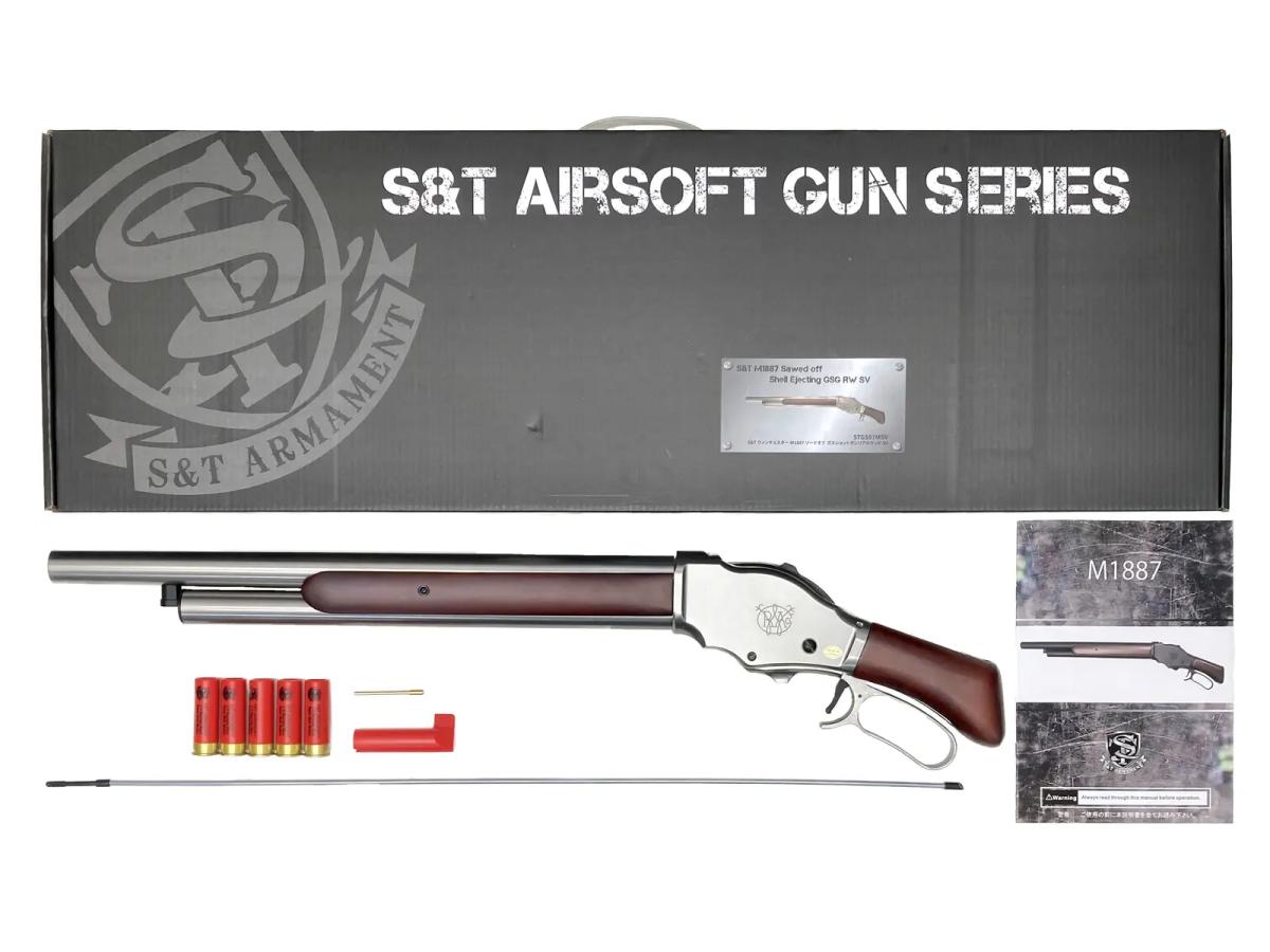 [S&T] ウィンチェスター M1887 ソードオフ リアルウッド Silver 排莢式ガスショットガン (新品)