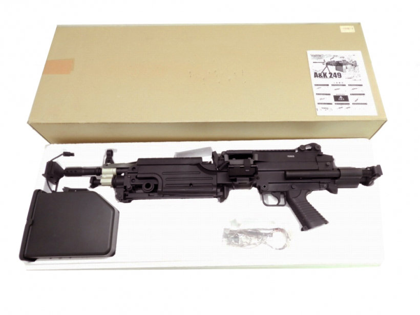 [A&K] M249 PARA フルメタル マガジン電源カスタム (中古) 製品詳細画像6 付属品類全体。