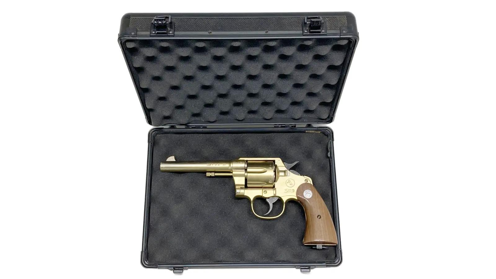 [ハドソン] コルト M1917 Cal.45 スムース木製グリップ SMG 金属モデルガン 再塗装品 ガンケース付 (中古)