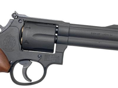 [マルシン] S&W M586 ブラックHW ハーフチェッカー木製グリップ仕様 Xカートリッジ 6mmBB ガスリボルバー (中古)サブ画像へ4