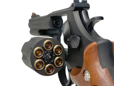 [マルシン] S&W M586 ブラックHW ハーフチェッカー木製グリップ仕様 Xカートリッジ 6mmBB ガスリボルバー (中古)サブ画像へ6