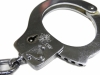 [NB] ハンドカフ 手錠 ニッケル 手錠 ガイコツ型 警察章刻印入り (中古)