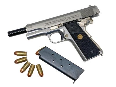 [マルシン] コルトガバメント M1911A1 シルバーABS ダミーカートリッジ仕様 コッキング不可/グリップべとつき (訳あり)サブ画像へ6
