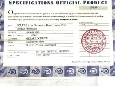 [ランパントクラシック] コルト SAA.45 1st ブラックパウダータイプ メタルロックライト 4-3/4インチ セレクトA 1879 (未使用)サブ画像へ8