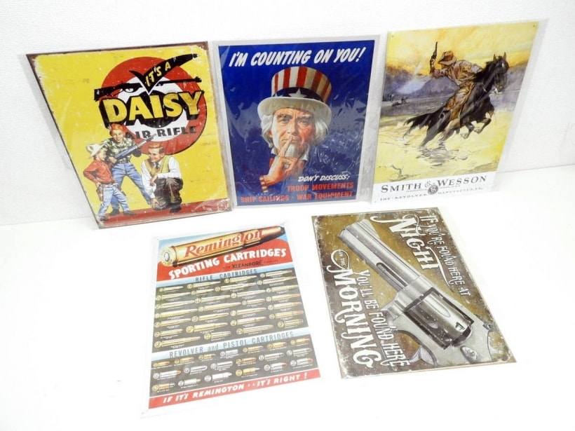 [MODELA] アメリカンブリキ看板 5枚セット レミントン他 (新品)