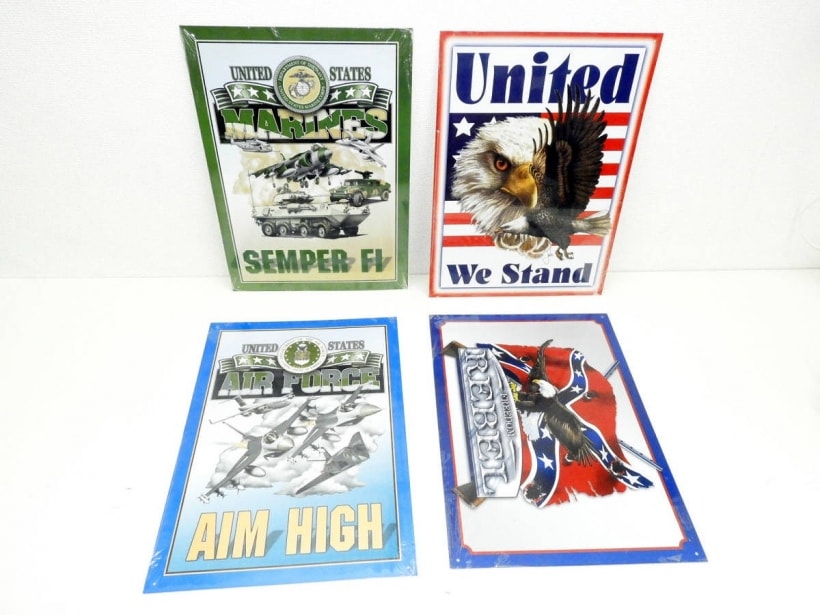 [MODELA] アメリカンブリキ看板 4枚セット アメリカ軍他 (新品)