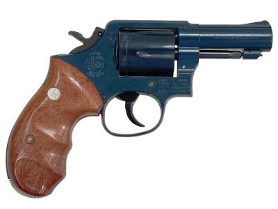 [コクサイ] S&W M10 3インチ FBIモデル 発火モデルガン シリンダーストップ難あり ブルーイング風塗装/グリップカスタム (訳あり)サブ画像へ1