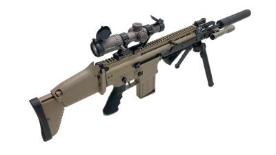[WE] FN HARSTAL SCAR-H オープンボルト ガスブローバック TAN マークスマンカスタム (中古)サブ画像へ1
