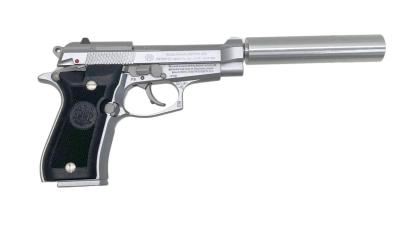 [WA] ベレッタ M84FS オールシルバー サイレンサー＆ハードガンケース付 (中古)サブ画像へ2