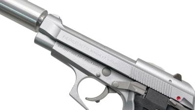 [WA] ベレッタ M84FS オールシルバー サイレンサー＆ハードガンケース付 (中古)サブ画像へ5